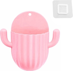 Samolepiaci nástenný organizér na kefky a štetce ružový