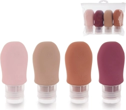 Cestovné silikónové fľaštičky s prísavkami v puzdre, 5‑dielna sada