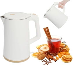 Cestovná bezdrôtová rýchlovarná kanvica 1,7 l 1500 W s otočnou základňou – biela