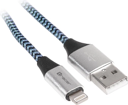 Sieťový kábel USB 2.0 Lightning iPhone čierno-modrý 1m