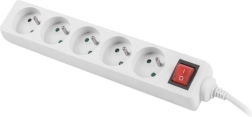 napájacia lišta Lanberg biela 3m, 5 zásuviek, s vypínačom