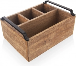 Drevený organizér na príbory, koreniny a omáčky z mangového dreva