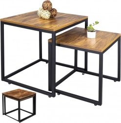 Sada štvorcových konferenčných stolíkov 2v1 rustikálny