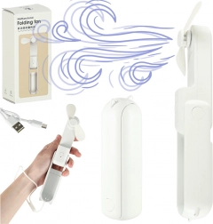 Prenosný skladací mini ventilátor USB 2v1 biely