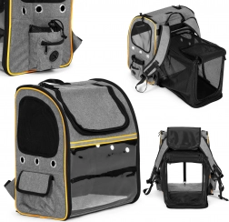 Skladací prepravný batoh pre mačky a psy s priesvitnou čelnou stenou