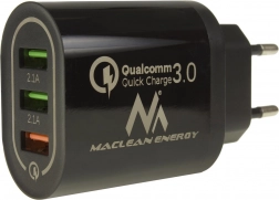 Sieťová nabíjačka MACLEAN ENERGY 3× USB s rýchlym nabíjaním Quick Charge 3.0