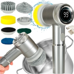 Elektrická čistiaca kefka 5v1 s LED displejom do kúpeľne, škár a podláh