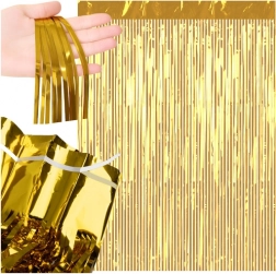 Dekoračná samolepiaca zlatá strapcová závesová opona 100 × 200 cm RUHHY