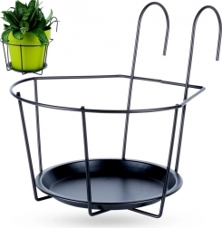 Kovový balkónový držiak na kvetináč, čierny