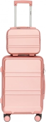 Kabínová cestovná sada z ABS: ružový kufor 56 cm + kozmetický kufrík