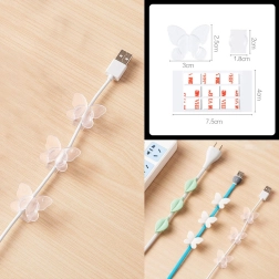 Dekoratívny držiak káblov 9 ks - priehľadný motýľ