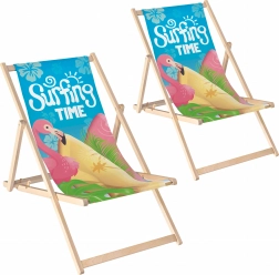 Sada 2 ks skladacích drevených plážových a záhradných ležadiel s nastaviteľným sklonom