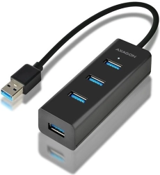 axagon hue-s2b štvorportový usb 3.2 gen 1 hub s nabíjaním, 30 cm kábel, micro usb napájanie