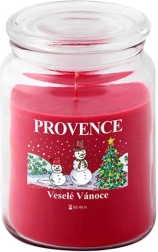 Vonná sviečka v skle PROVENCE vianočný snehuliak 95 h