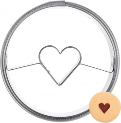 Nerezové vykrajovadlo na sušienky kruh so srdcom 4,5 cm