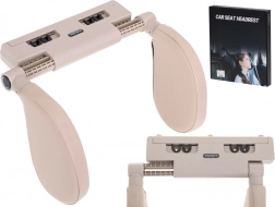 Autosedačkový cestovný oporný vankúš na hlavu a krk, nastaviteľný – Béžová