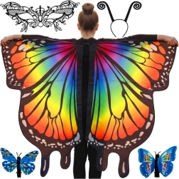 Detský motýlí kostým s veľkými krídlami KRUZZEL, maskou a čelenkou