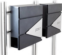 Dvojitá poštová schránka na stojane s priehradkou na noviny BITUXX – grafitová