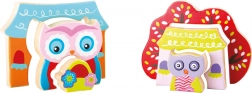 Drevené 3D puzzle Sovičky v domčeku