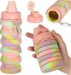 Skladacia športová silikónová fľaša na vodu 500ml dúhová