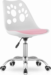 Kancelárska stolička Biela a Ružová s Otočnou Chrómovou Základňou