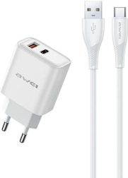 Sieťová nabíjačka GaN 22,5 W s USB a USB‑C + kábel USB/USB‑C