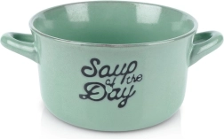 Keramická miska na polievku s dvoma uškami 600 ml, zelená