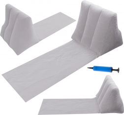 Nafukovacia plážová podložka s opierkou a vankúšom – Sivá