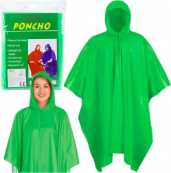 Zelená nepremokavá pláštenka s kapucňou, opakovane použiteľná 132 × 203 cm