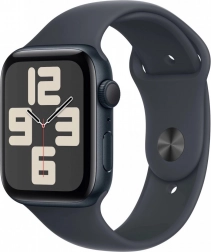 Apple Watch SE GPS s hliníkovým puzdrom 44 mm v polnočnej farbe a športovým remienkom veľkosti M/L
