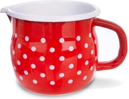 Smailtovaný hrnček s výlevkou červený s bodkami 800 ml