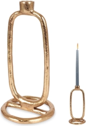 Zlatý hliníkový svietnik na dlhú sviečku 24 cm