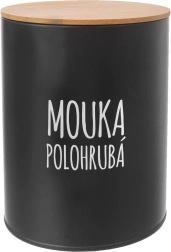 Plechová dóza na polohrubú múku s bambusovým vekom black