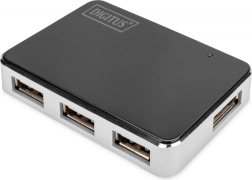aktívny USB 2.0 hub 4‑portový čierno‑strieborný DIGITUS