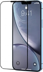 Tvrdené sklo s čiernym rámom a prachovým filtrom pre iPhone 15 Pro Max