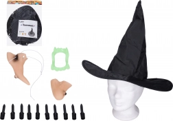 Set pre čarodejnicu – nos, brada, prsty, zuby a klobúk