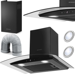 Komínový kuchynský odsávač 60 cm BERDSEN BT-216, čierne sklo