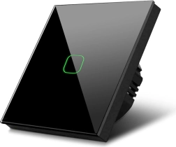 Dotykový spínač svetla MACLEAN MCE701B, čierny, sklenený panel s LED podsvietením