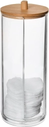 Dávkovač na kozmetické tampóny WHITNEY z akrylu s bambusovým viečkom