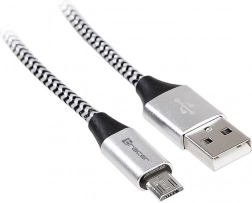 USB kábel 2.0 AM-micro 1m čierno-strieborný