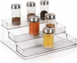 Trojúrovňová transparentná kuchynská polica 25,5 × 23,5 × 10,5 cm