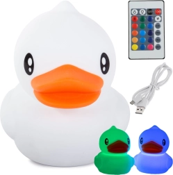 Detské silikónové nočné svetlo v tvare kačice s RGB farbami a diaľkovým ovládaním