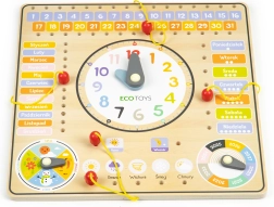 Drevená náučná tabuľa - Kalendár a Hodiny