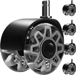 Sivé kolieska pre kancelársku stoličku 2,5" RUHHY, sada 5 ks, tiché, nepoškriabu podlahu