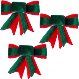 Vianočné zamatové mašle 10,5 × 11 cm, sada 3 ks