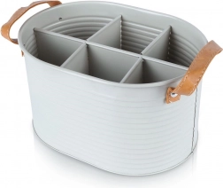 Kovový nosič na fľaše, sivý, 6 priehradiek