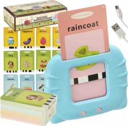 Detský audio čítač a karty na výučbu angličtiny, 112 obojstranných kariet, modrá