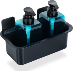 čierna samolepiaca sprchová polička 23,5 × 13,5 × 11,5 cm