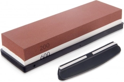 Dvojvrstvový brúsny kameň na nože 18,5 × 6 × 3 cm s vodiacou sponou