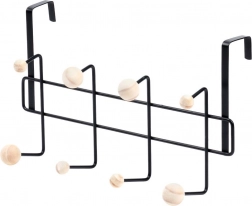 Závesný dverový vešiak z kovu a dreva 37 cm, čierny